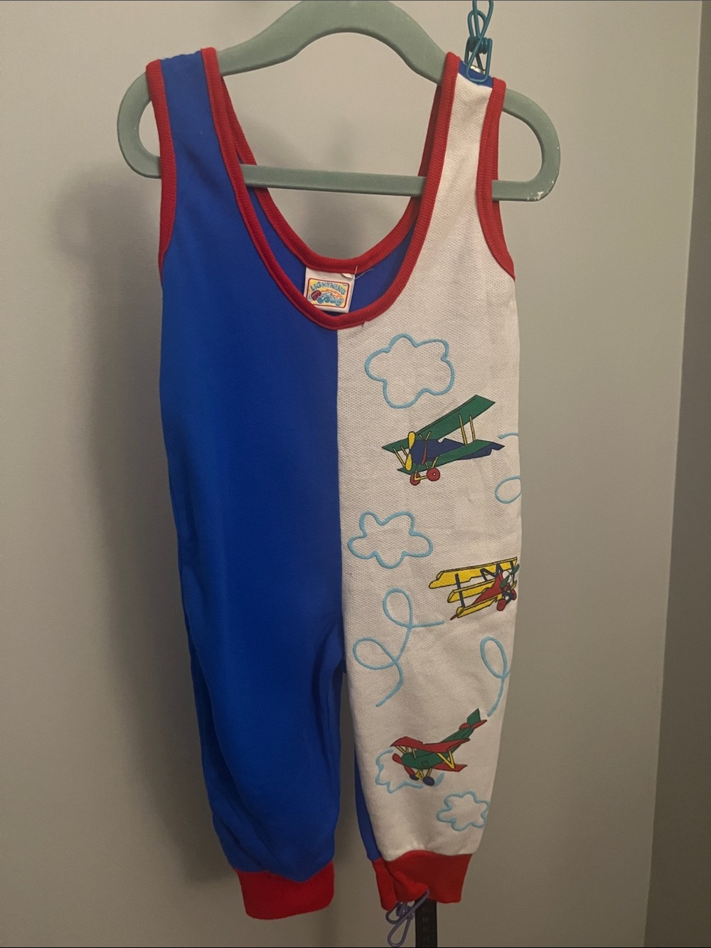 Kids Blue & White Airplane One-Piece Bodysuit - Unbranded